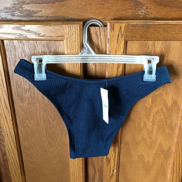 J Crew Textured Cheeky Bikini Bottom Navy Blue - S - Picture 6 of 9